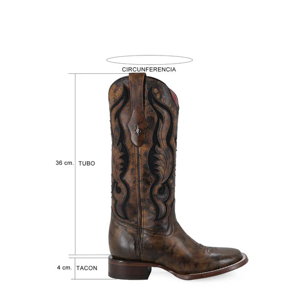 Bota vaquera para dama de piel modelo Dolly