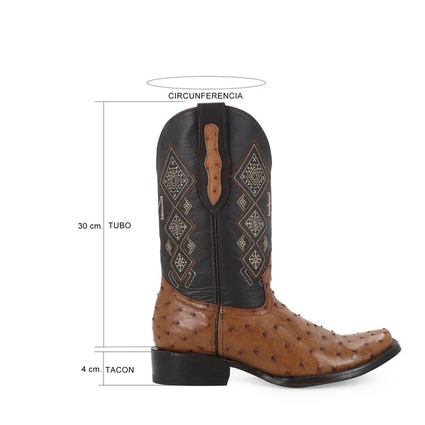 Bota Vaquera Dubai Avestruz Coñac