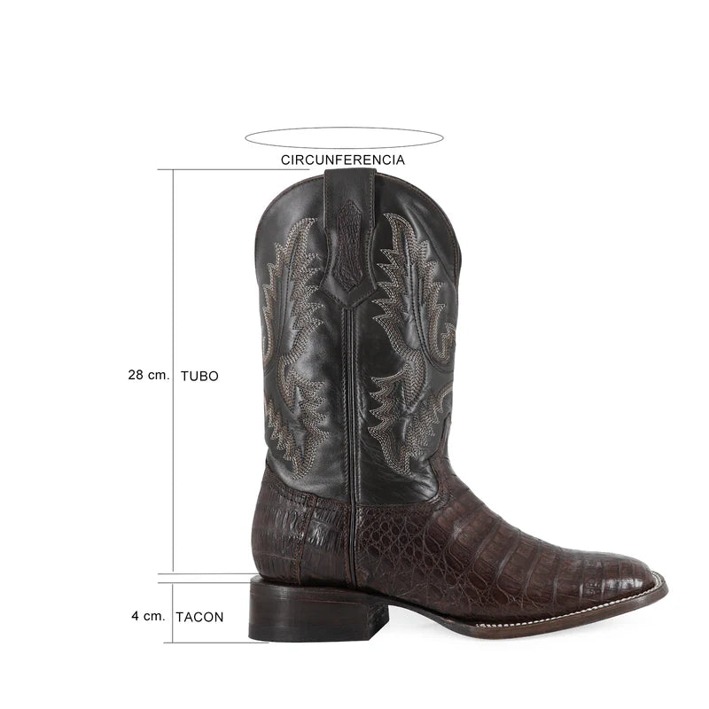 Bota Vaquera Bulldog Cocodrilo Panza Cafe