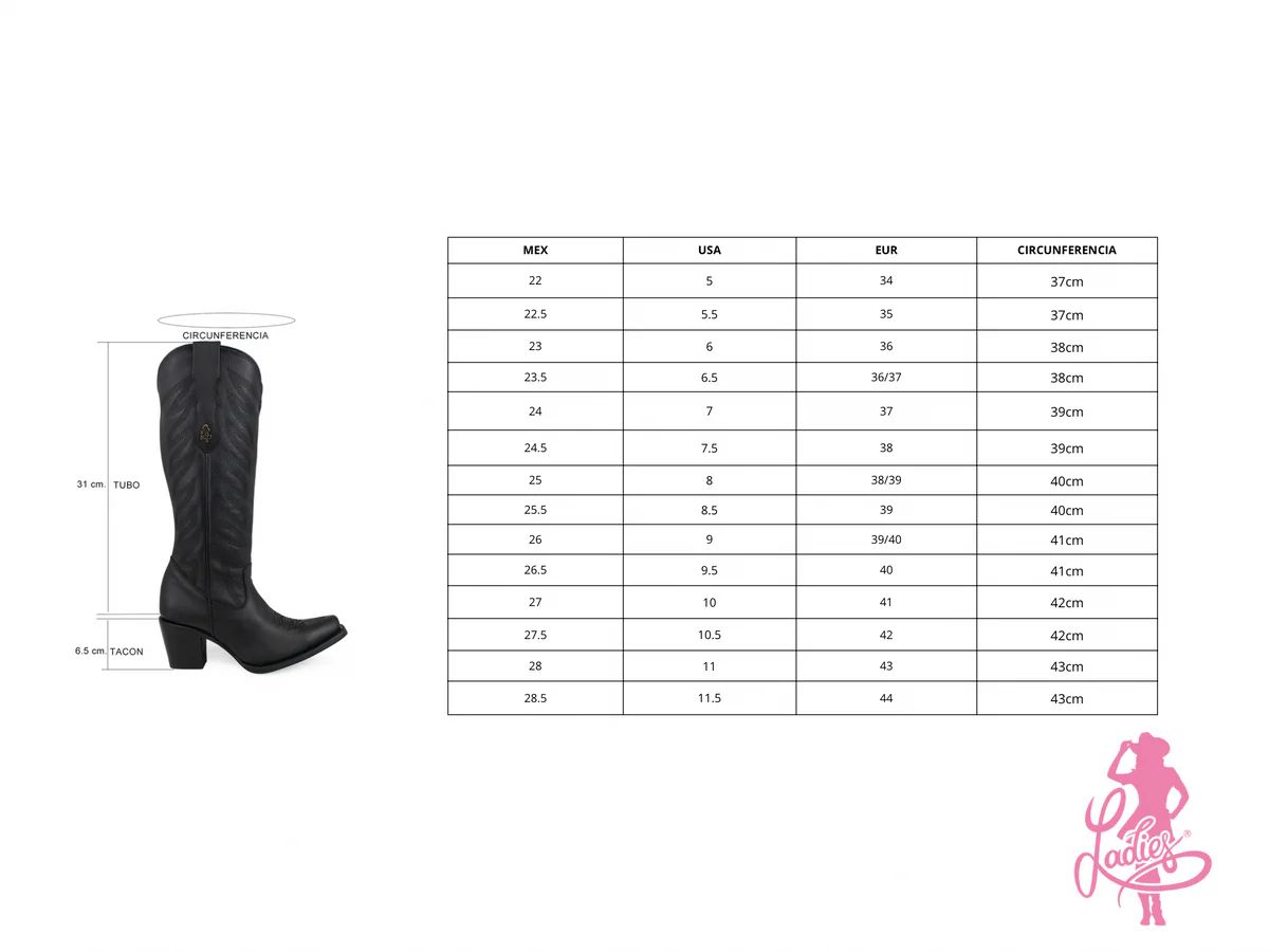 Bota Mujer Modelo Bandida Negro